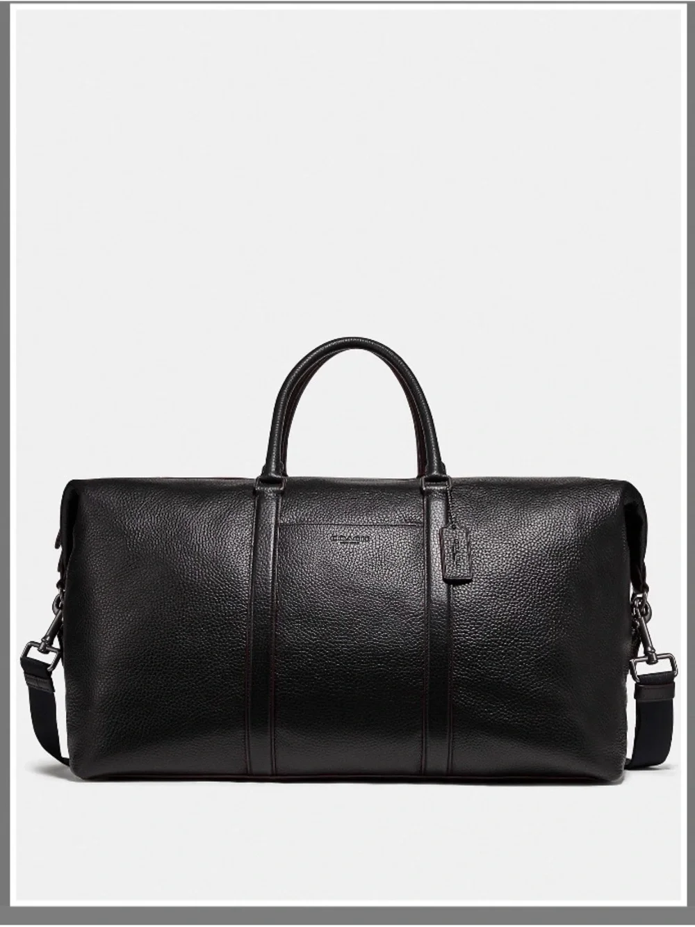 Coach Black Pebbled Leather Travel Duffel with Detachable Strap